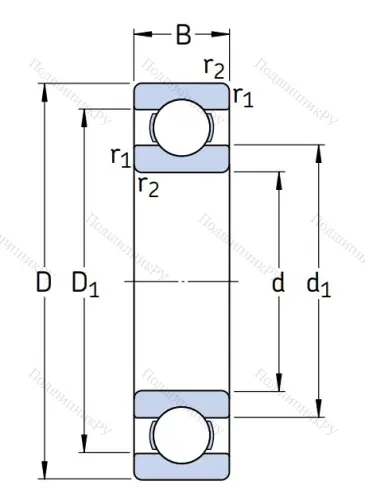 Однорядный шариковый подшипник 6412 от производителя  SKF
