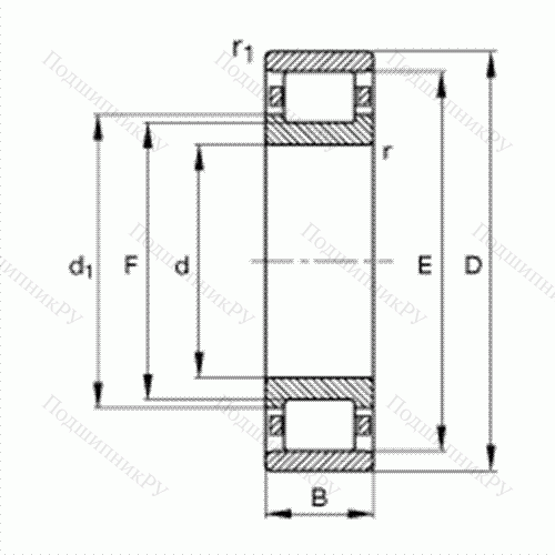 Подшипник роликовый радиальный N 228-E-M 1 от производителя  FAG Подшипник роликовый радиальный N 228-E-M 1 от производителя  FAG