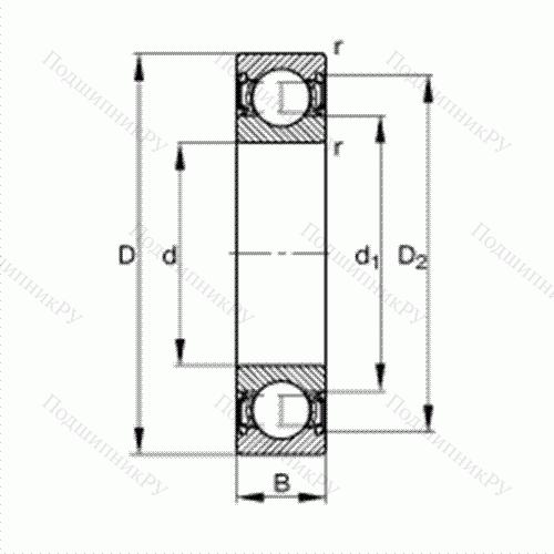 Подшипник шариковый радиальный 608-2RSR от производителя  FAG Подшипник шариковый радиальный 608-2RSR от производителя  FAG