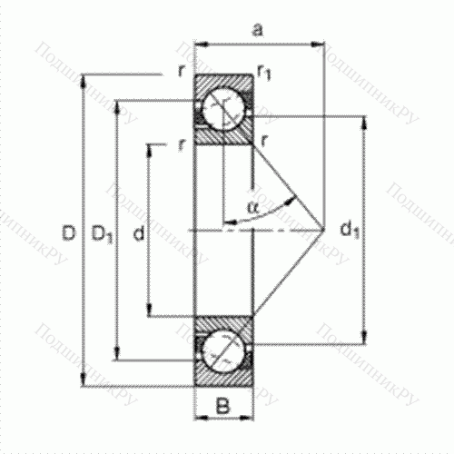 Подшипник шариковый радиально-упорный 7321-B-MP от производителя  FAG Подшипник шариковый радиально-упорный 7321-B-MP от производителя  FAG
