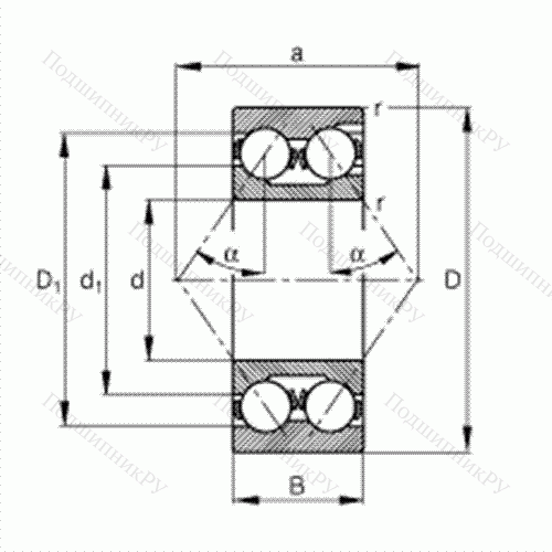 Подшипник шариковый радиально-упорный 3320-M от производителя  FAG Подшипник шариковый радиально-упорный 3320-M от производителя  FAG