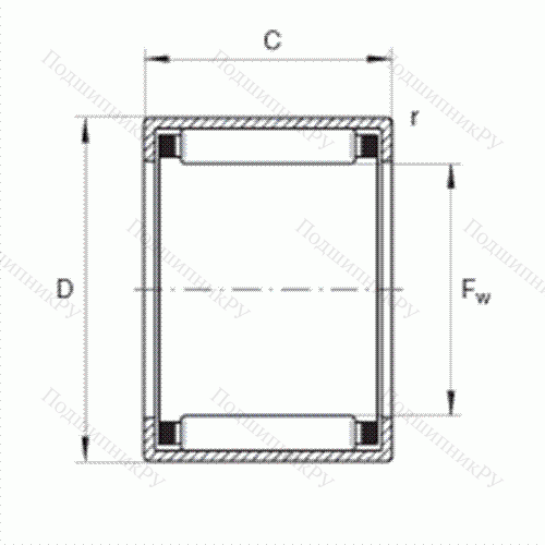Подшипник роликовый игольчатый с одним наружным штампованным кольцом HK 0408 от производителя  INA Подшипник роликовый игольчатый с одним наружным штампованным кольцом HK 0408 от производителя  INA